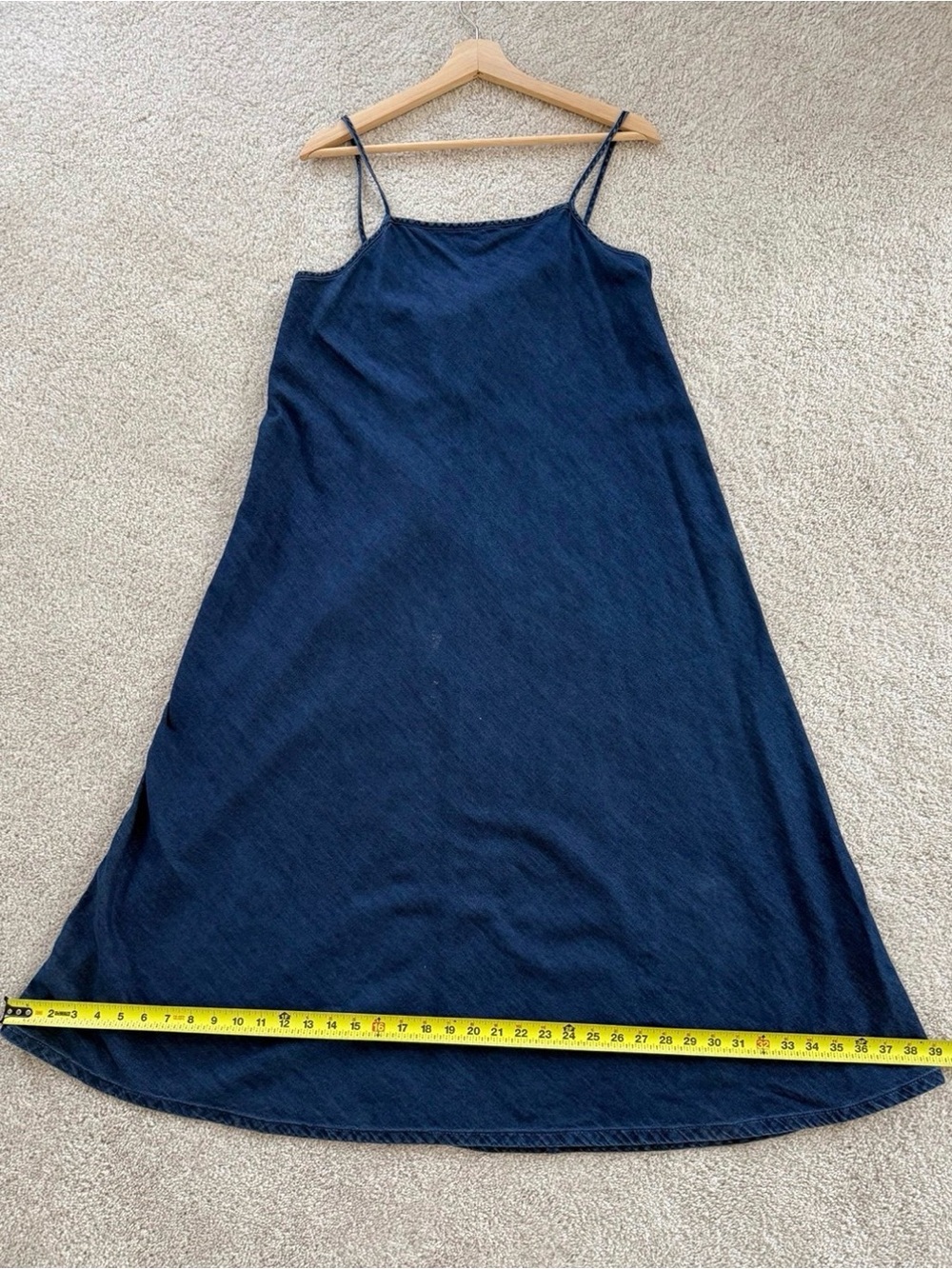 GAP Women's Jean Navy 100% Cotton Slip Dress with Spaghetti Straps M - Picture 4 of 11